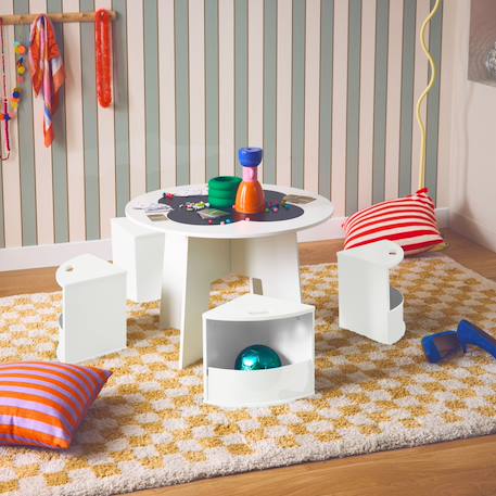 Table effet ardoise et 4 chaises avec rangement pour enfant Blanc+Vert 1 - vertbaudet enfant 