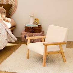 Chambre et rangement-Fauteuil scandinave en bouclette et bois enfant isak l 47 x p 43,5 x h 50cm