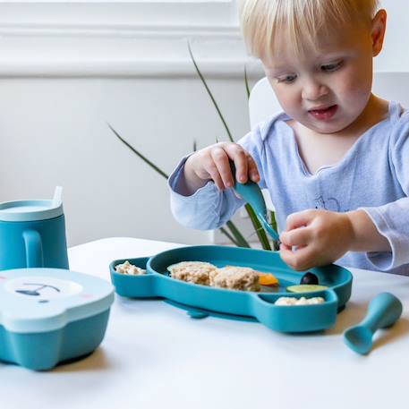 Set de couverts en silicone bleu Bleu 4 - vertbaudet enfant 