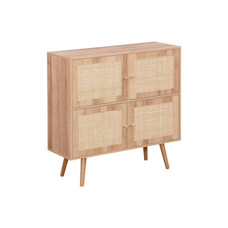 Commode enfant décor bois 4 portes en cannage Naturel 2 - vertbaudet enfant 