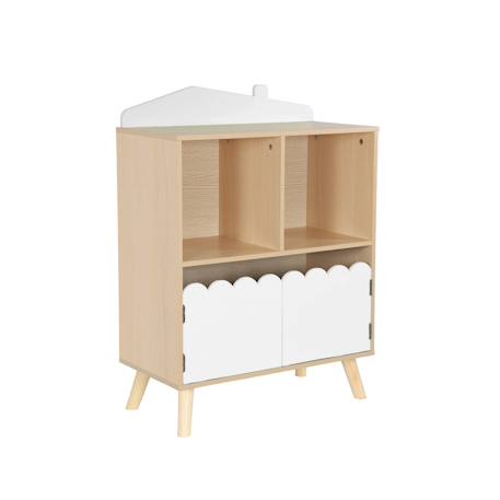 Bibliothèque enfant 2 étagères 2 portes Blanc+Rose+Vert 2 - vertbaudet enfant 