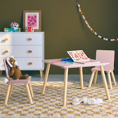 Chambre et rangement-Table carrée enfant bois de pin 2 assises - judith