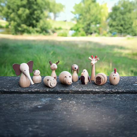 Set de 10 animaux en bois Beige 6 - vertbaudet enfant 
