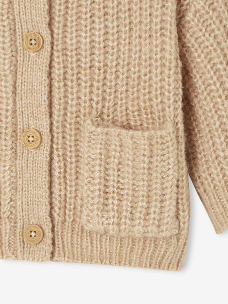 Gilet bébé en maille grosse jauge beige chiné+vert sauge 3 - vertbaudet enfant 
