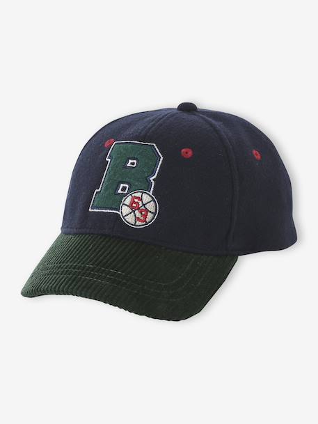 Casquette chaude « Baltimore » garçon en lainage et velours marine 1 - vertbaudet enfant 
