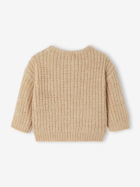 Gilet bébé en maille grosse jauge beige chiné+vert sauge 2 - vertbaudet enfant 