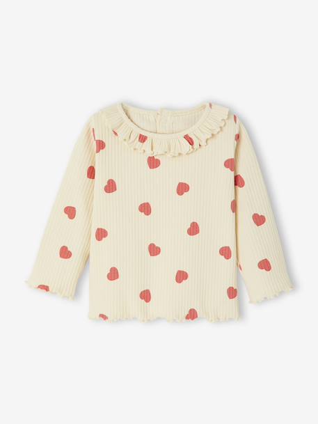 T-shirt bébé imprimé de petits coeurs vanille 1 - vertbaudet enfant 