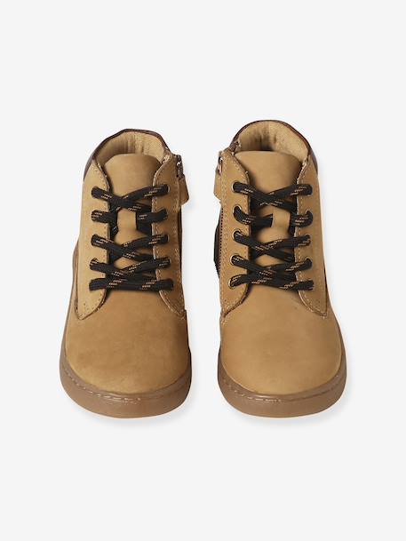 Boots enfant garçon cuir zippées et lacets beige 4 - vertbaudet enfant 
