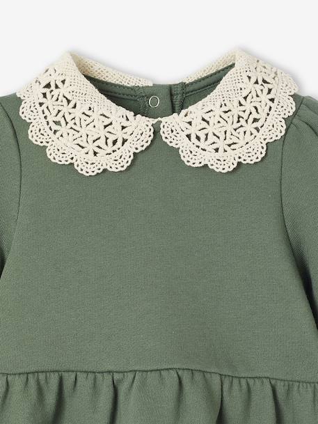 Robe bébé en molleton avec col en crochet vert 3 - vertbaudet enfant 