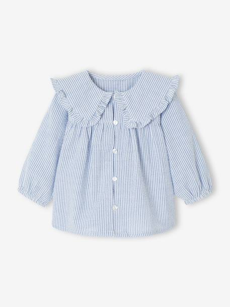 Blouse rayée bébé en seersucker rayé bleu 4 - vertbaudet enfant 