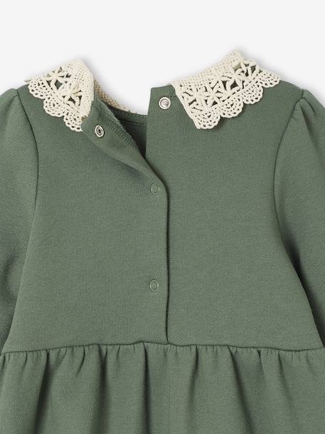 Robe bébé en molleton avec col en crochet vert 4 - vertbaudet enfant 