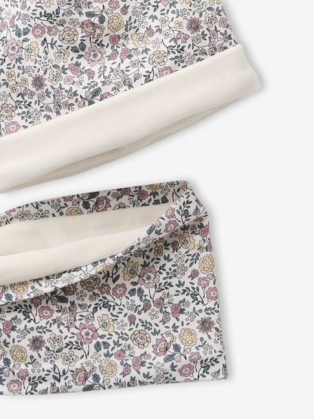 Ensemble bonnet et snood bébé imprimé fleuri doublé sherpa rose imprimé 4 - vertbaudet enfant 