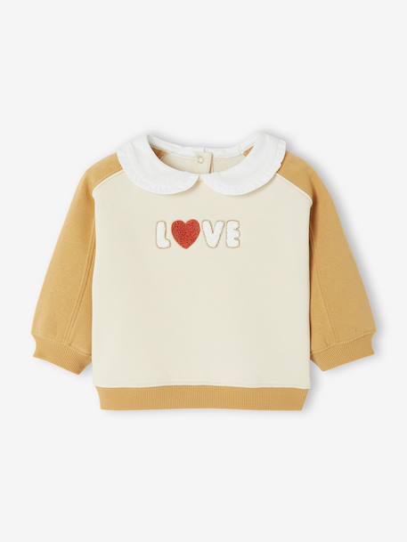 Sweat-shirt bébé fille col claudine ocre 1 - vertbaudet enfant 