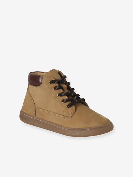 Boots enfant garçon cuir zippées et lacets beige 1 - vertbaudet enfant 