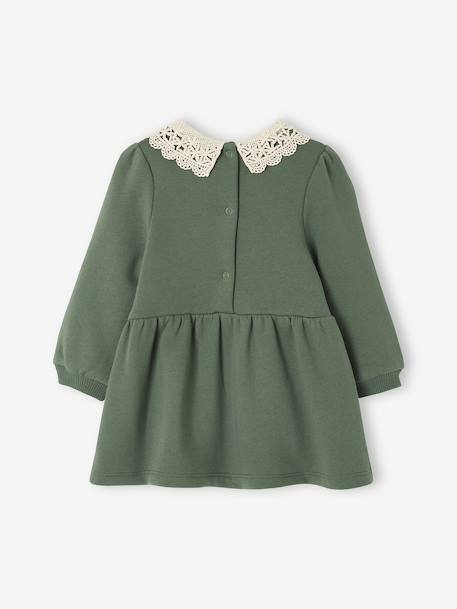 Robe bébé en molleton avec col en crochet vert 2 - vertbaudet enfant 