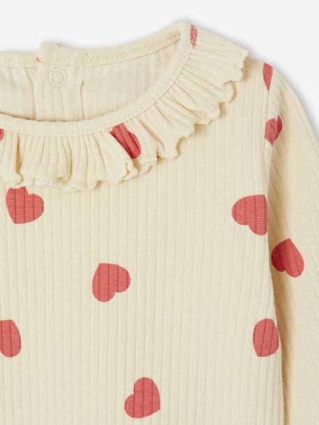 T-shirt bébé imprimé de petits coeurs vanille 2 - vertbaudet enfant 
