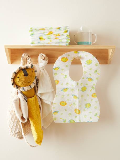 Lot de 30 bavoirs jetables en cellulose 30x blanc avec motifs de jungle 3 - vertbaudet enfant 