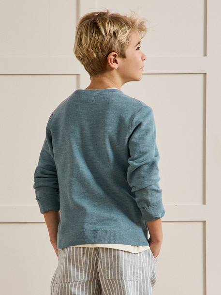 Pull maille fantaisie Celadon clair chine+Orage 8 - vertbaudet enfant 