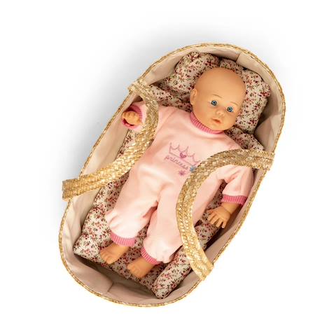 Couffin en osier tressé pour poupée 50 cm Beige 2 - vertbaudet enfant 