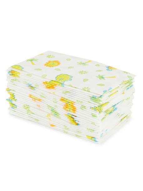 Lot de 30 bavoirs jetables en cellulose 30x blanc avec motifs de jungle 5 - vertbaudet enfant 