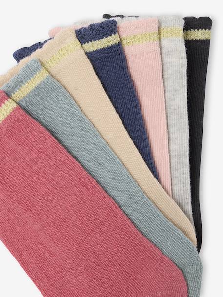 Lot de 7 paires de mi-chaussettes fille lurex bleu+framboise+rose poudré 4 - vertbaudet enfant 