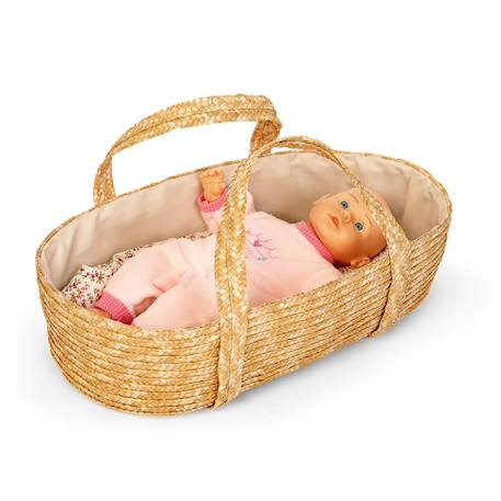 Couffin en osier tressé pour poupée 50 cm Beige 3 - vertbaudet enfant 