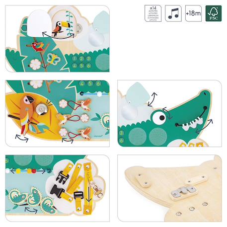 Panneau d'activités en bois fsc, busy board Vert 2 - vertbaudet enfant 