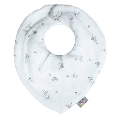 Bavoir bandana gaze de coton melody Melody, blanc imprimé minimaliste 1 - vertbaudet enfant 