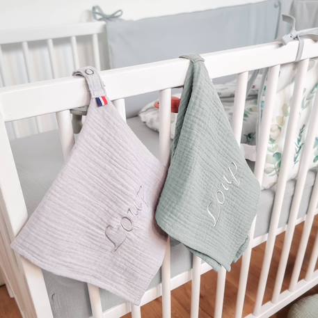 Doudou lange attache tétine en gaze de coton Bleuet imprimé floral 5 - vertbaudet enfant 