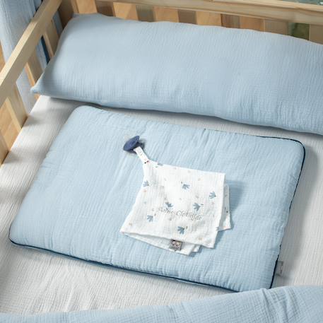 Doudou lange attache tétine en gaze de coton Bleuet imprimé floral 3 - vertbaudet enfant 