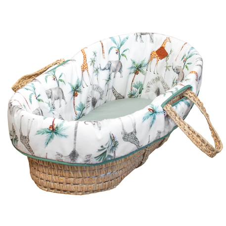 Habillage de couffin en satin de coton safari Safari, vert, gris, blanc 3 - vertbaudet enfant 