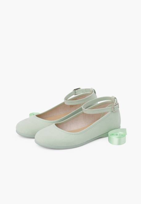 Ballerines pour fille et femme avec rubans en satin et bride Beige+Bleu de france+Bleu marine+Bleu pastel+Gris foncé+Gris perle+Olive verte+Rose claire+Sable+Taupe+Vert pastel 60 - vertbaudet enfant 
