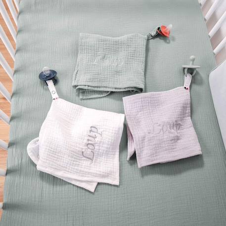 Doudou lange attache tétine en gaze de coton Bleuet imprimé floral 6 - vertbaudet enfant 