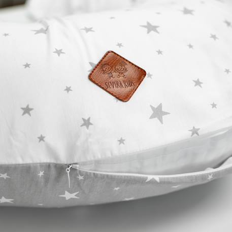 Housse pour coussin d'allaitement ergonomique stella Stella, imprimé étoiles blanc, gris 2 - vertbaudet enfant 