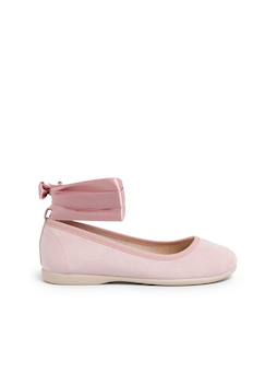 Chaussures-Ballerines pour fille et femme avec rubans en satin et bride