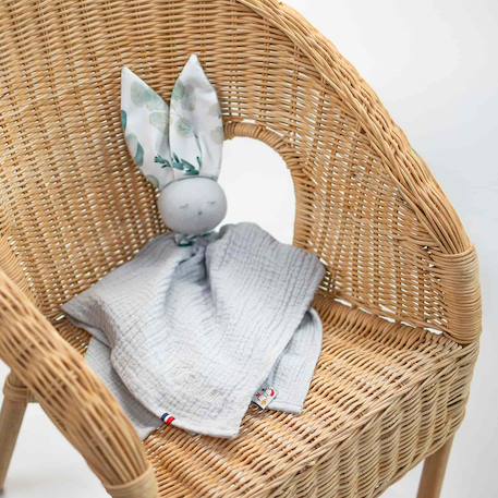 Doudou plat lapin  eucalyptus Eucalyptus, vert, gris 4 - vertbaudet enfant 