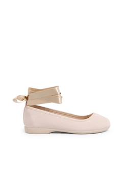 Chaussures-Ballerines pour fille et femme avec rubans en satin et bride
