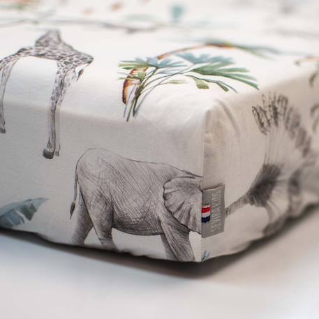 Drap housse couffin ovale safari Safari, vert, gris, blanc 5 - vertbaudet enfant 