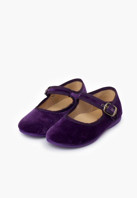 Chaussures babies fille en velours fermeture à boucle Bleu azur+Bleu marine+Bordeaux+Byzantin+Gris+Marron+Noir+Rose pâle+Rouge+Vert 22 - vertbaudet enfant 