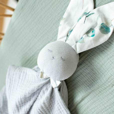 Doudou plat lapin  eucalyptus Eucalyptus, vert, gris 3 - vertbaudet enfant 
