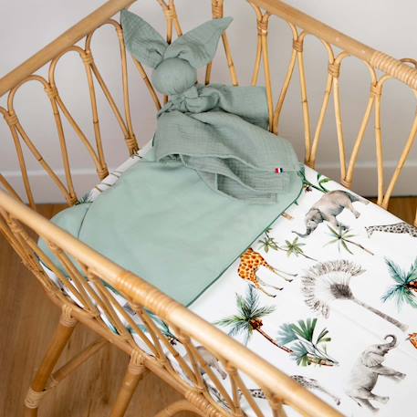 Drap housse berceau en coton safari Safari, vert, gris, blanc 2 - vertbaudet enfant 