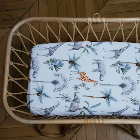 Drap housse couffin ovale safari Safari, vert, gris, blanc 3 - vertbaudet enfant 