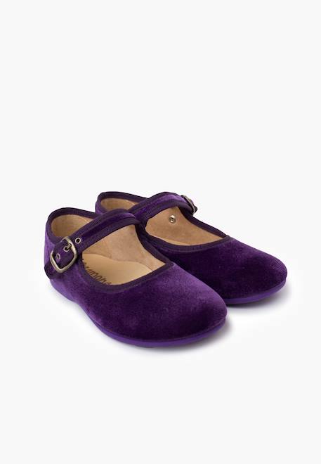 Chaussures babies fille en velours fermeture à boucle Bleu azur+Bleu marine+Bordeaux+Byzantin+Gris+Marron+Noir+Rose pâle+Rouge+Vert 24 - vertbaudet enfant 