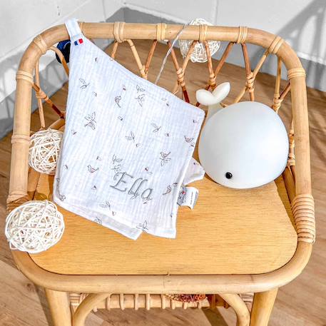 Doudou lange attache tétine en gaze de coton melody Melody, blanc imprimé minimaliste 2 - vertbaudet enfant 
