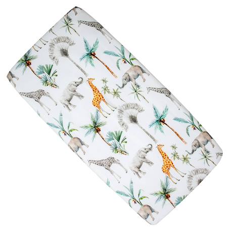 Drap housse berceau en coton safari Safari, vert, gris, blanc 1 - vertbaudet enfant 