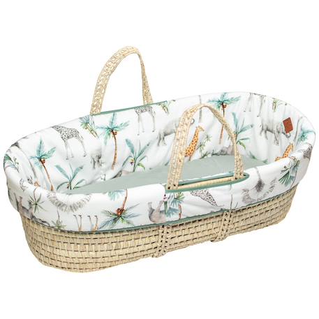 Couffin bébé complet avec linge fabriqué en france safari Safari, vert, gris, blanc 1 - vertbaudet enfant 