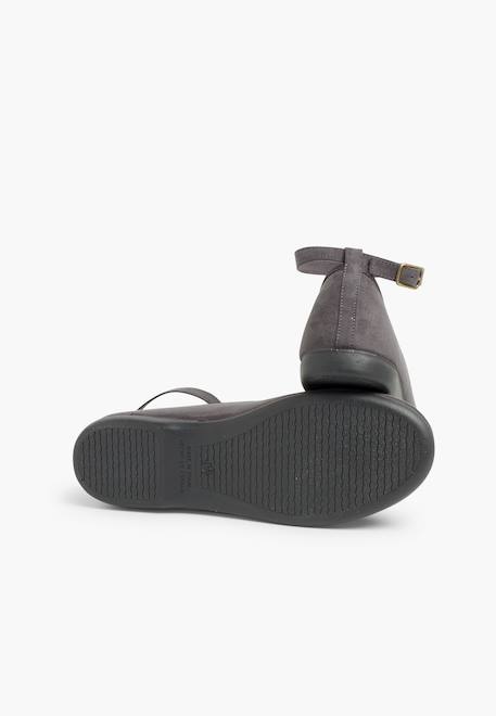 Ballerines pour fille et femme avec rubans en satin et bride Gris foncé 3 - vertbaudet enfant 