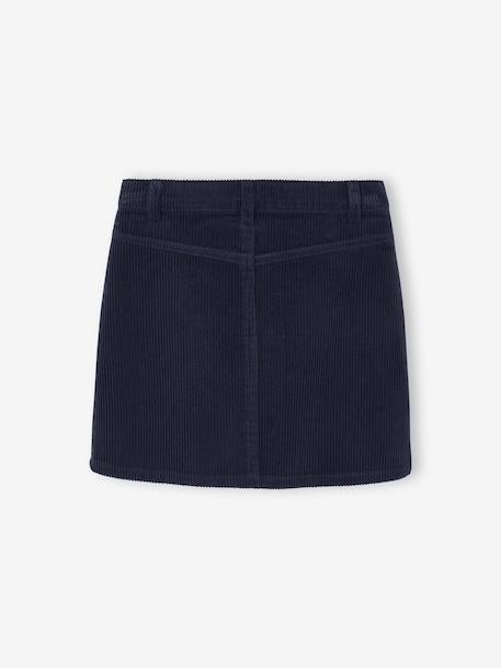 Jupe boutonnée en velours fille avec nouette fantaisie marine+vieux rose 2 - vertbaudet enfant 