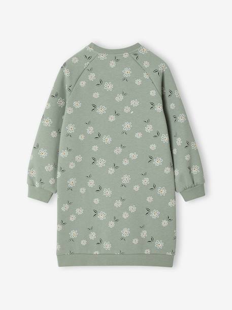 Robe en molleton fleurs pop fille vert sauge 2 - vertbaudet enfant 