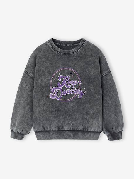 Sweat sport détail glitter fille anthracite 3 - vertbaudet enfant 